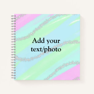Cuaderno Purpurina azul rosa verde brillante color pastel a