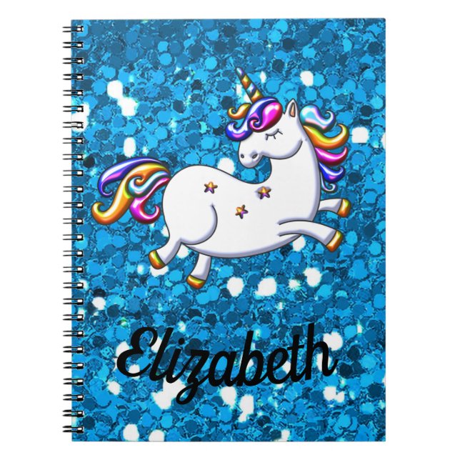 Cuaderno Purpurina azul Unicorn (Frente)