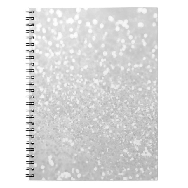Cuaderno purpurina blanco del encanto elegante elegante (Frente)