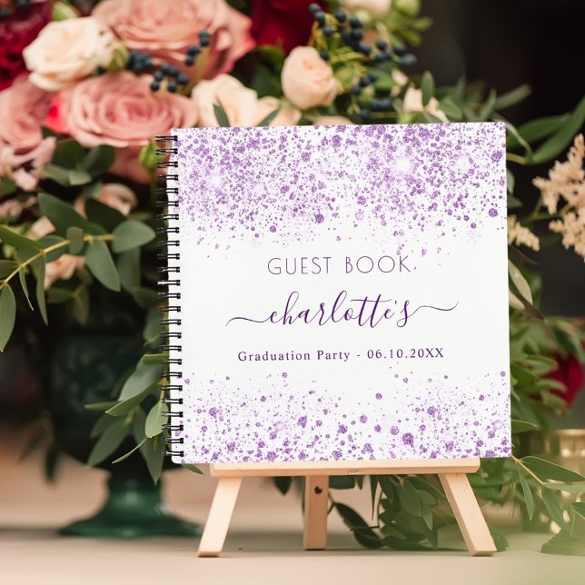 Cuaderno Purpurina blanco violeta de la fiesta de graduació (Subido por el creador)