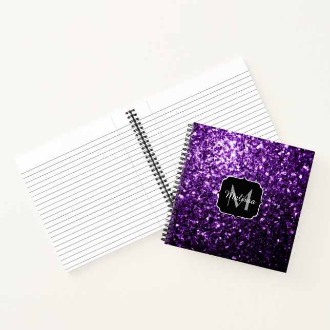 Cuaderno Purpurina brillante oscuro morado chispas Monogram (Interior)