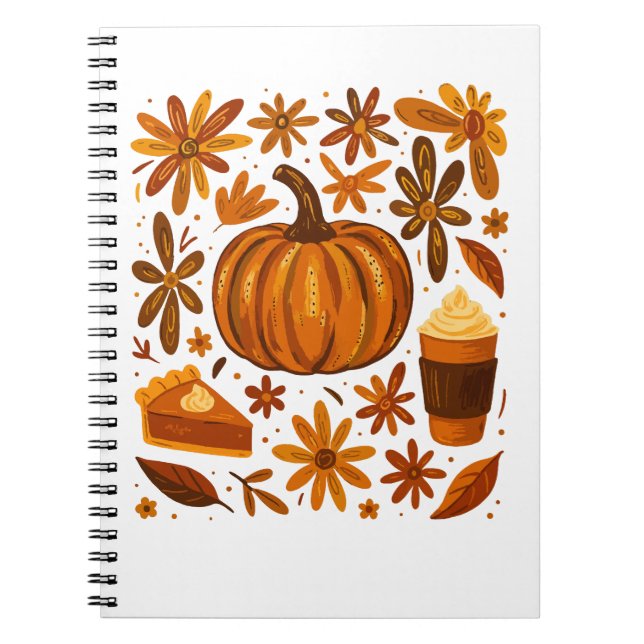 Cuaderno Purpurina Caída Calabaza Floral Agradecimiento (Frente)