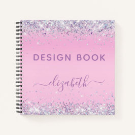 Cuaderno Purpurina Confetti Pink Monogram Sketch