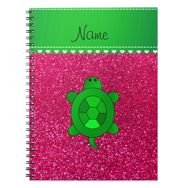 Cuaderno Purpurina conocido personalizado del rosa color de (Frente)
