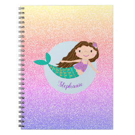 Cuaderno Purpurina de arcoiris con sirena suave personaliza