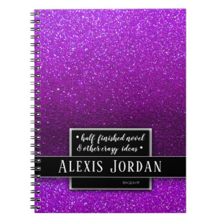 Cuaderno Purpurina de color púrpura esparce Monograma blanc