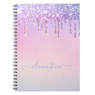 Cuaderno purpurina de color púrpura rosa giratorio persona