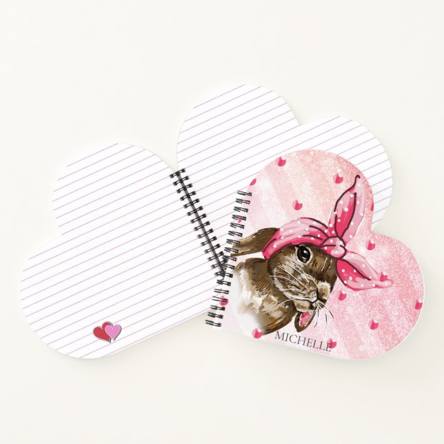 Cuaderno Purpurina de conejito pintado a mano (Interior)