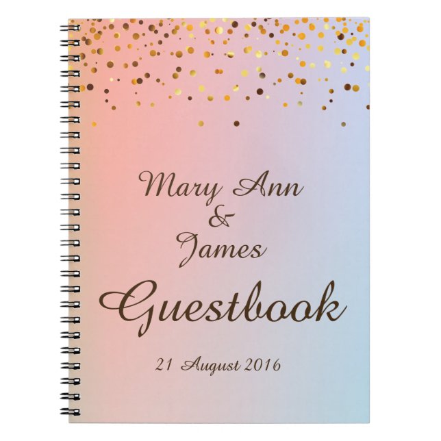 Cuaderno Purpurina de Confetti dorado Relieve metalizado Fa (Frente)