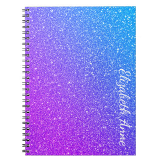 Cuaderno Purpurina de degradado de moda personalizado con n