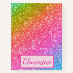 Cuaderno Purpurina de esbozo personalizado Rainbow Starry