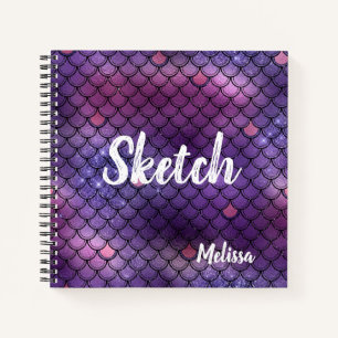 Cuaderno Purpurina de Escala de Sirenas Monograma púrpura N