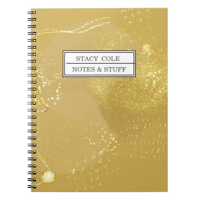 Cuaderno Purpurina de Faux de Oro Moderno Personalizado (Frente)