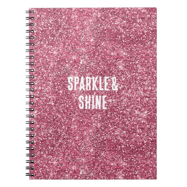 Cuaderno Purpurina de Faux Rosado (Frente)