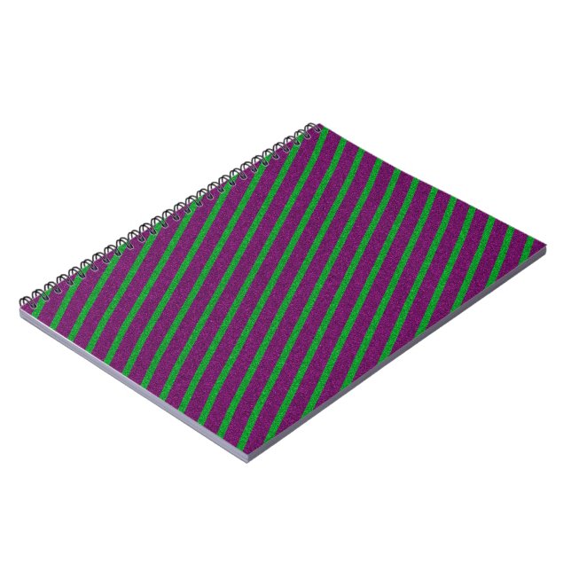 Cuaderno Purpurina de franjas verde y púrpura (Lado Izquierdo)