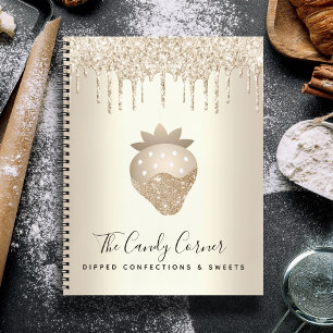 Cuaderno Purpurina de fresa de oro gotea dulces de confecci