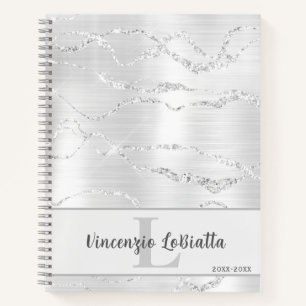 Cuaderno Purpurina de Geode Gem Gem de cristal de plata