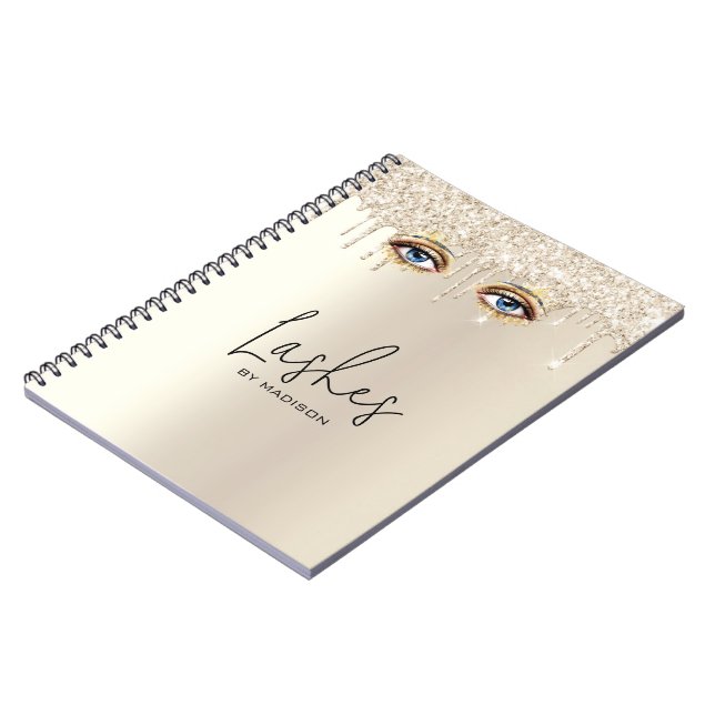 Cuaderno Purpurina de goteo de champán y glam (Lado Izquierdo)