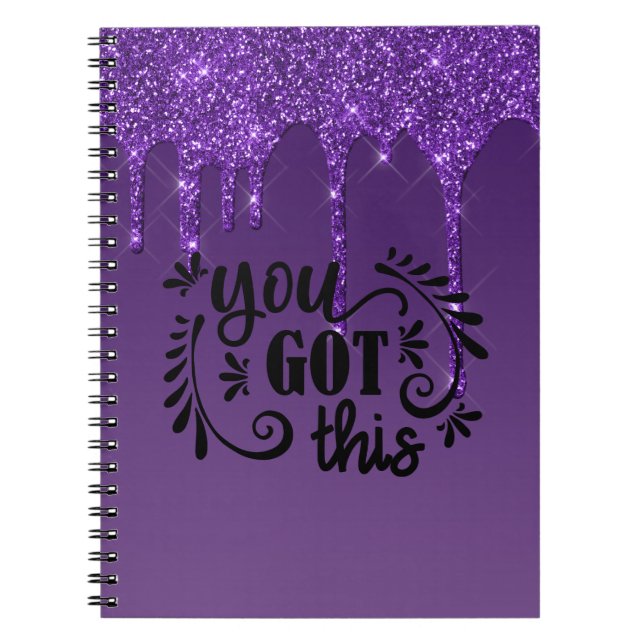 Cuaderno Purpurina de goteo morado | Tienes Esto (Frente)