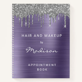 Cuaderno Purpurina de goteo plateado Nombramiento Metalizad