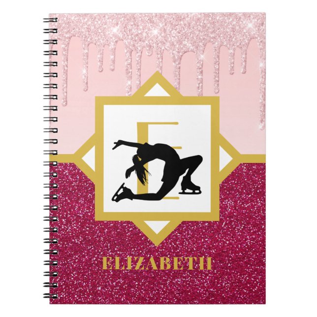 Cuaderno Purpurina de goteo rosado Cáncer de Hielo de Skate (Frente)
