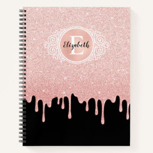 Cuaderno Purpurina de goteo rosado de novela de artista de 