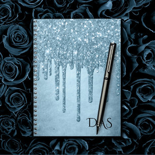 Cuaderno Purpurina de hielo de goteo Monograma de imitaci