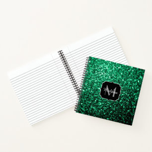 Cuaderno Purpurina de imitación verde esmeralda enciende Mo