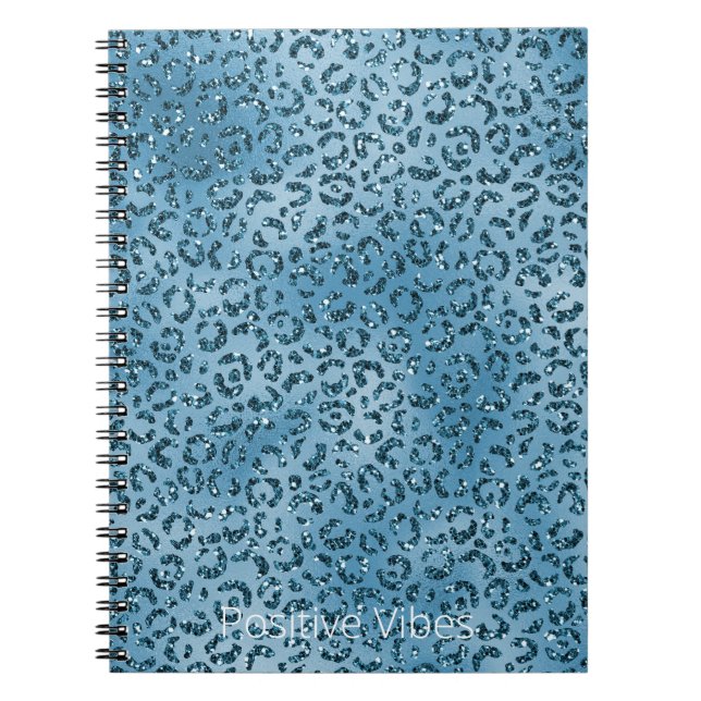 Cuaderno Purpurina de impresión de leopardo azul turquesa   (Frente)