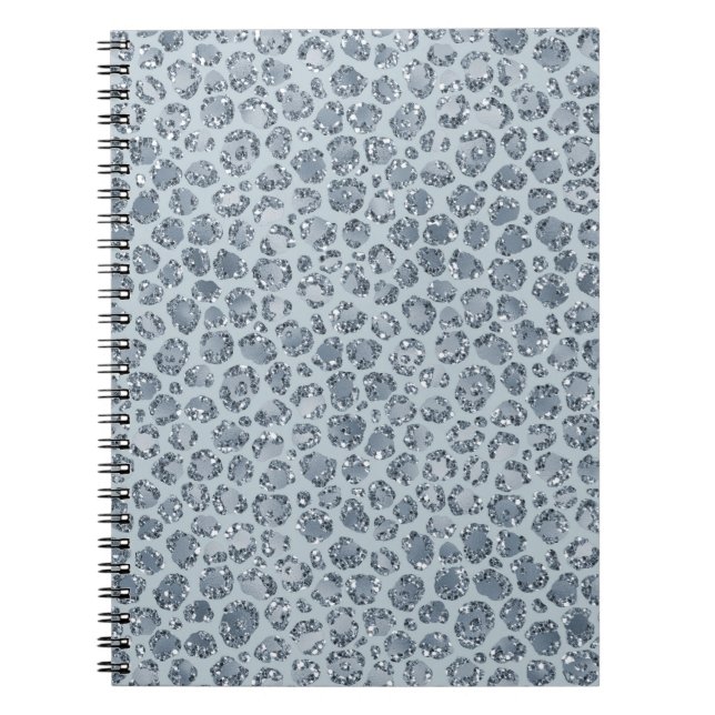 Cuaderno Purpurina de impresión Denim Blue Leopard (Frente)