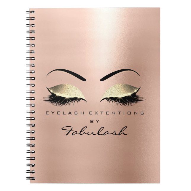 Cuaderno Purpurina de la piel Rosa Oro Ojos maquillaje Bell (Frente)