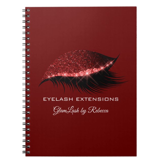 Cuaderno Purpurina de maquillaje de ojos rojos plateados de (Frente)