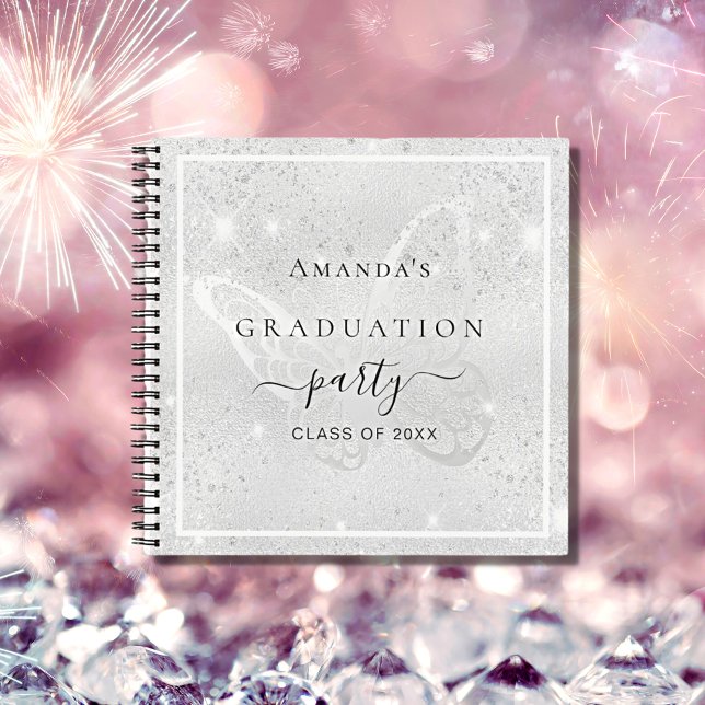 Cuaderno Purpurina de mariposa de plata para graduación de  (Subido por el creador)