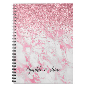 Cuaderno Purpurina de mármol blanco rosado 