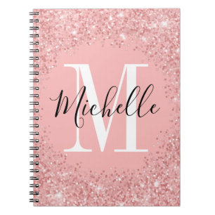 Cuaderno Purpurina de moda Portátil monograma espiral