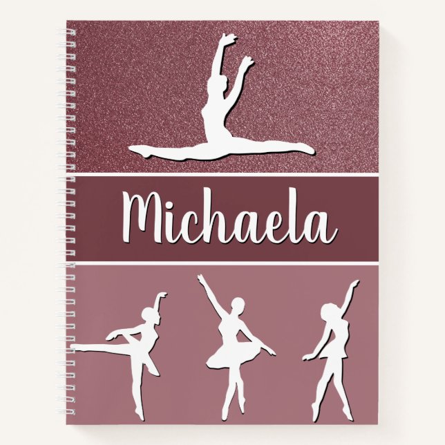 Cuaderno Purpurina de nombre de Personalizable de bailarina (Anverso)