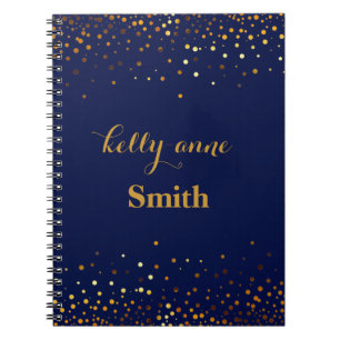 Cuaderno Purpurina de oro azul de la marina Relieve metaliz