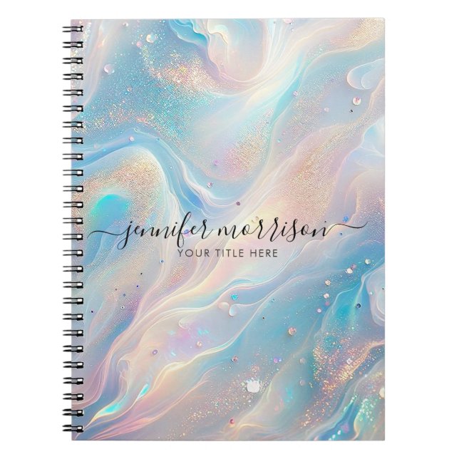 Cuaderno Purpurina de Oro Azul Holográfico Opal Personaliza (Frente)