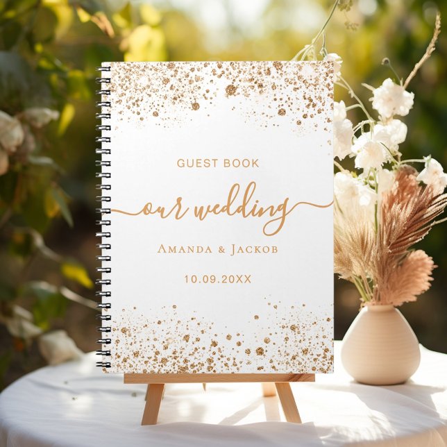 Cuaderno Purpurina de oro blanco de boda de libros de invit (Subido por el creador)
