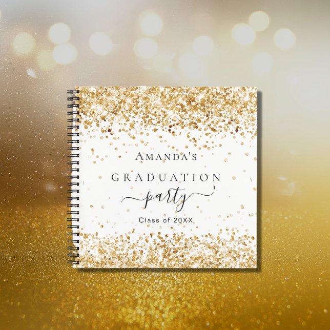Cuaderno Purpurina de oro blanco de la fiesta de graduación (Subido por el creador)