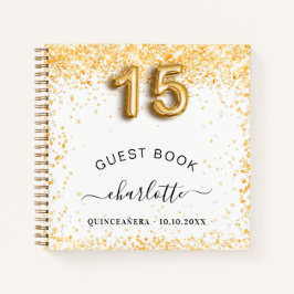 Cuaderno Purpurina de oro blanco Quinceanera