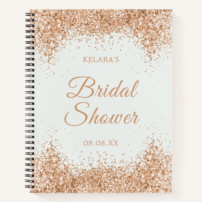 Cuaderno Purpurina de oro Boda de ducha de novia (Anverso)