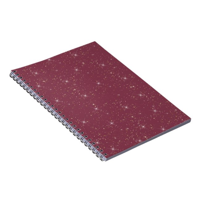 Cuaderno Purpurina de oro burdeos de lujo (Lado Derecho)
