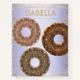 Cuaderno Purpurina de oro de chocolate doughnut nombre púrp