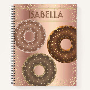 Cuaderno Purpurina de oro de chocolate doughnut nombre somb