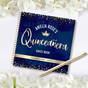 Cuaderno Purpurina de Oro de la Marina - Tiara Quinceañera