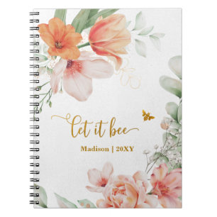 Cuaderno Purpurina de oro de las flores rojas deja que se c