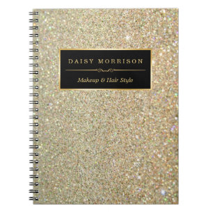Cuaderno Purpurina de oro de moda, chupa, maquillan salón 