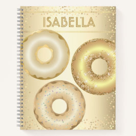 Cuaderno Purpurina de oro donuts nombre moderna glamur chic