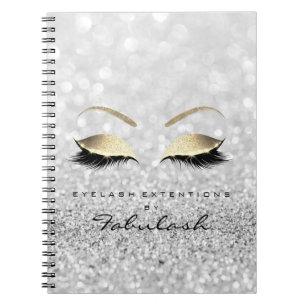 Cuaderno Purpurina de oro gris plateado belleza de maquilla